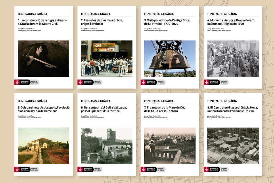 Diversos cartells amb fotografies dels diferents itineris