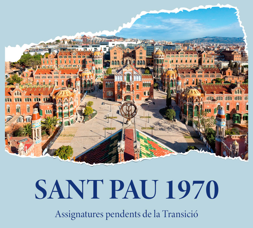 Vista aèria del conjunt de l'Hospital de Sant Pau de Barcelona